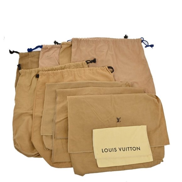 LOUIS VUITTON Logo 10 Set Dust Bag Drawstring Canvas Cotton Beige Brown - Picture 1 of 16